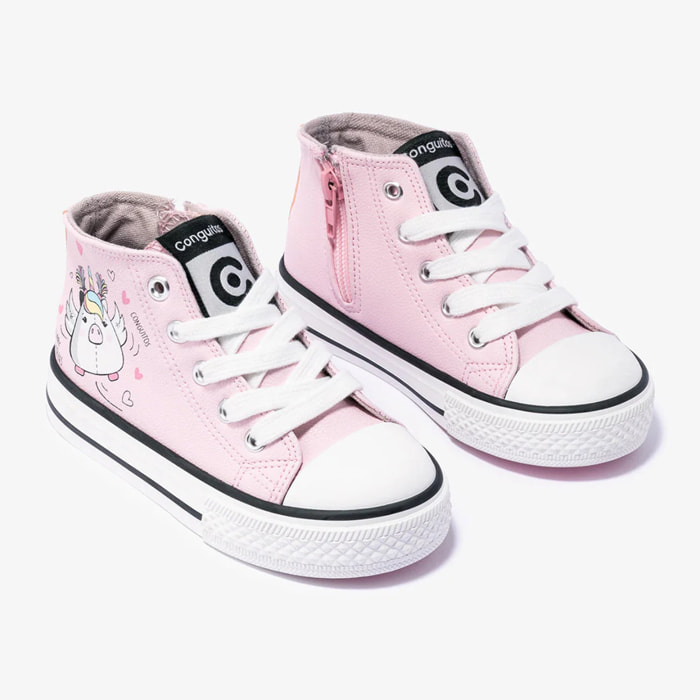 Zapatillas Unicorn Hi-Top Niña Napa Rosa