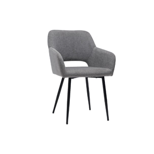 Chaises en tissu effet velours texturé gris et métal noir (lot de 2) LAURETTE