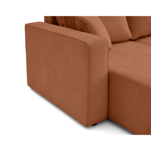Topaze - canapé panoramique - 7 places - convertible avec coffre - en tissu - Terracotta