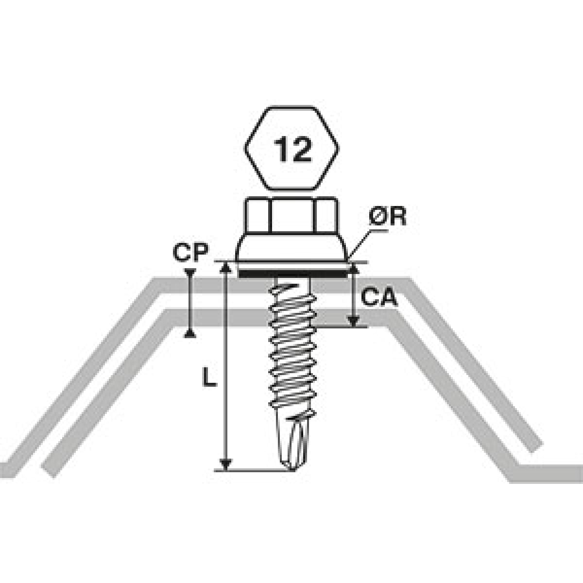 Vis bac acier SCELL-IT Couturage - Ø6.3 x 22 mm - TH12 - Anthracite RAL7016 - Sachet de 100 - ZTCR-63022-7016
