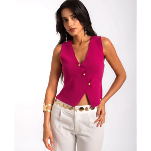 Chaleco de mujer crop con cierre cruzado y escote pico