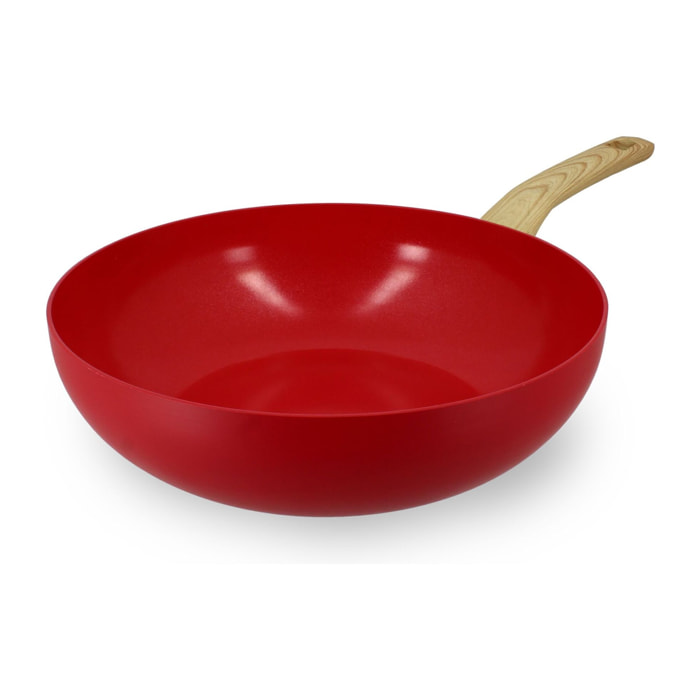 Wok en revêtement céramique 28cm rouge - tous feux COLORAMA