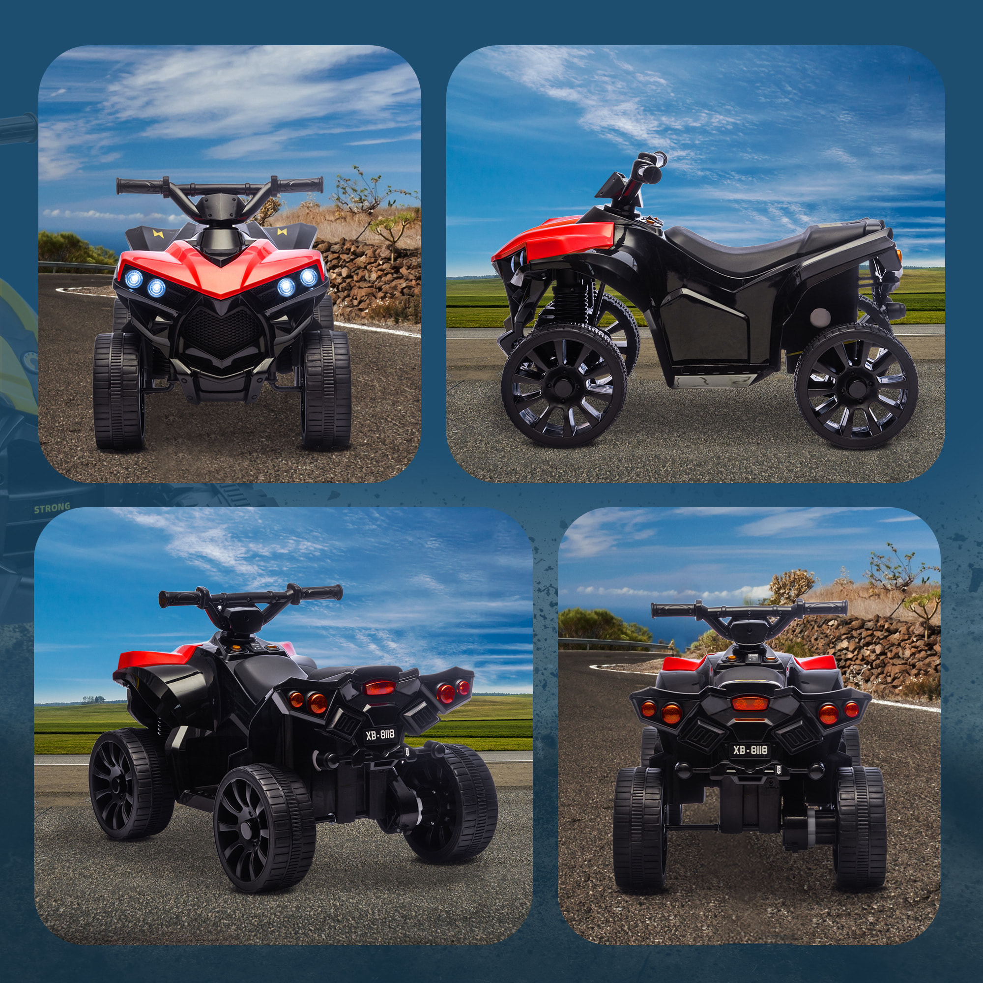 Quad Eléctrico para Niños 6 V, Quad para Niños de 37 a 72 Meses, Velocidad hasta 3â€¯km/h, con Faros y Música, Rojo