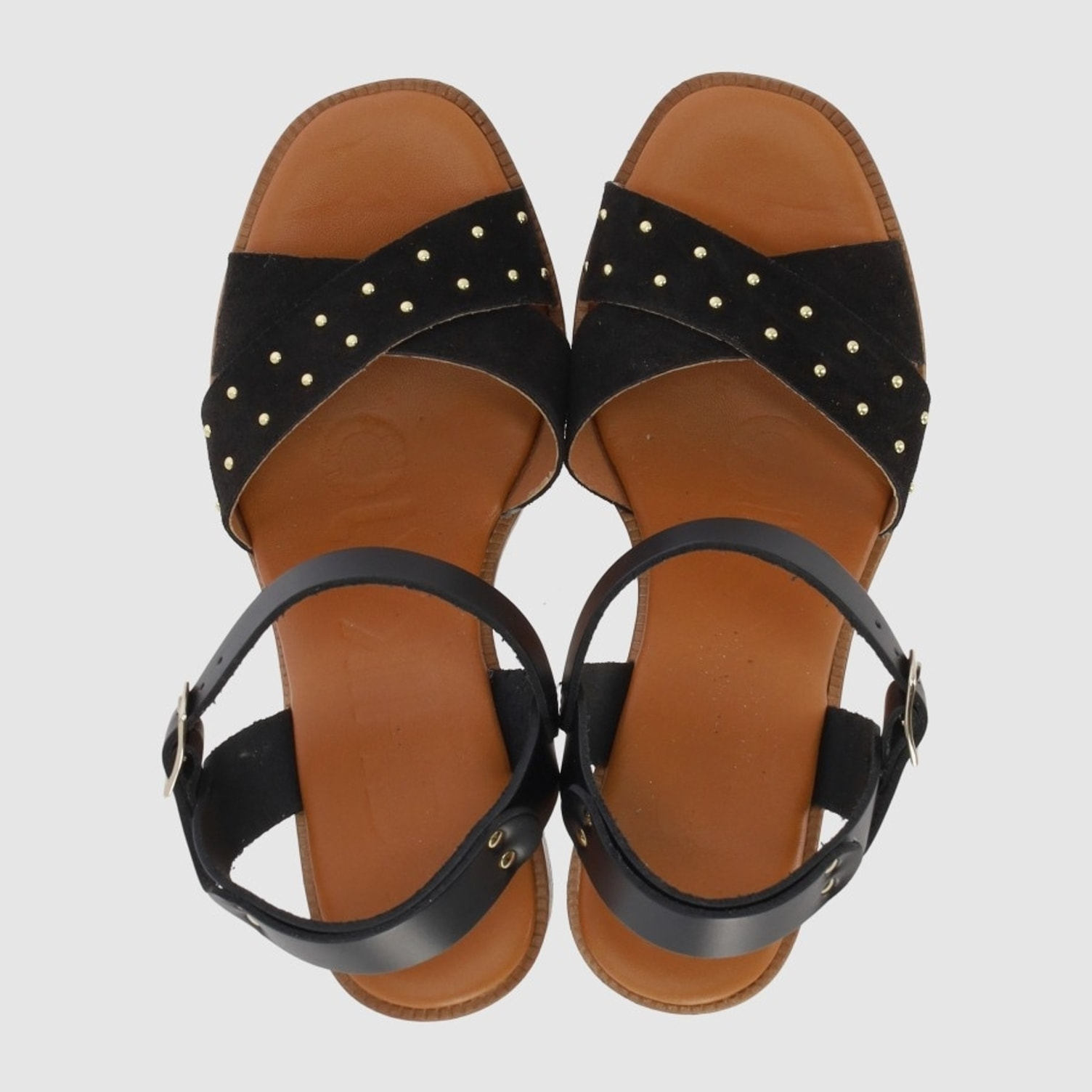 Sandalias de Serraje - Negro - Tacón: 9 cm