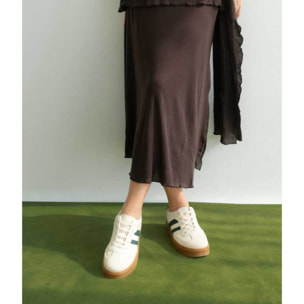 Zapatillas de plataforma beige con cordones