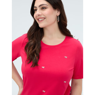 Fiorella Rubino - Camiseta de algodón con charm de libélula - Fuchsia