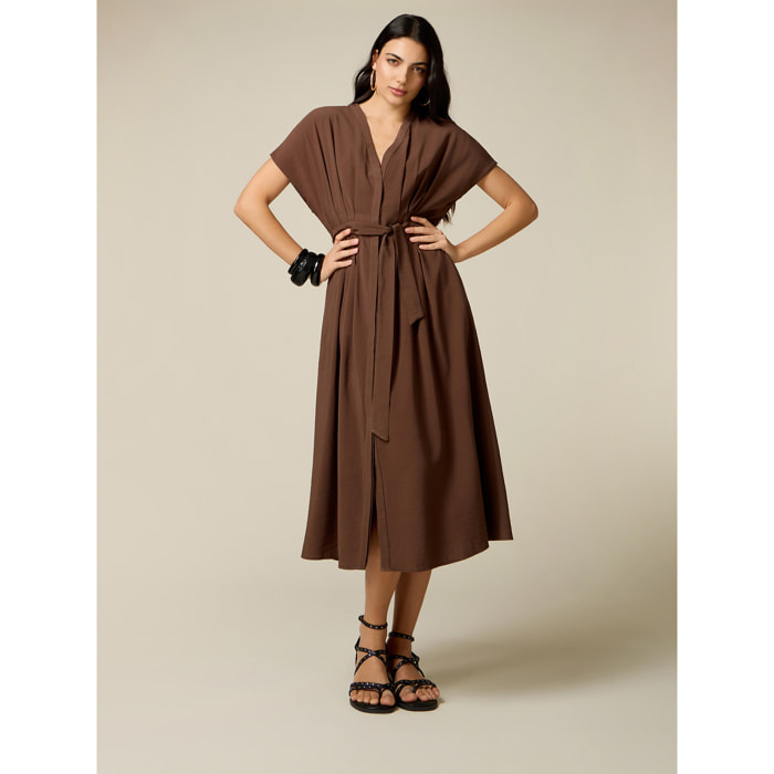 Oltre - Vestito midi maniche a kimono - Marrone