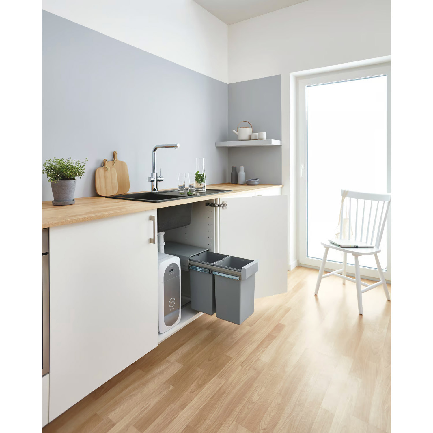 GROHE K500 Evier composite 1 bac avec égouttoir 1000mm x 500mm gris granite