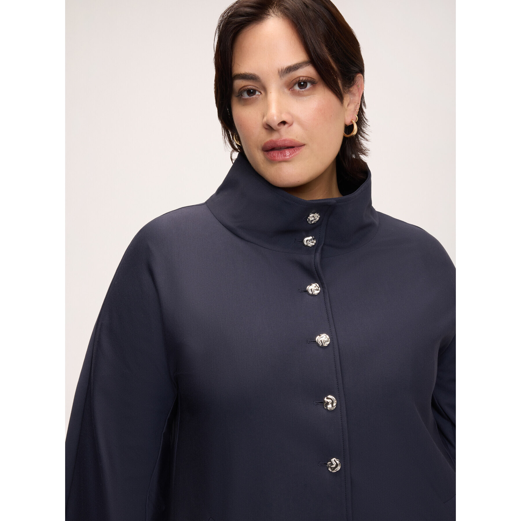 Fiorella Rubino - Giacca in Punto Milano con collo alto - Blu