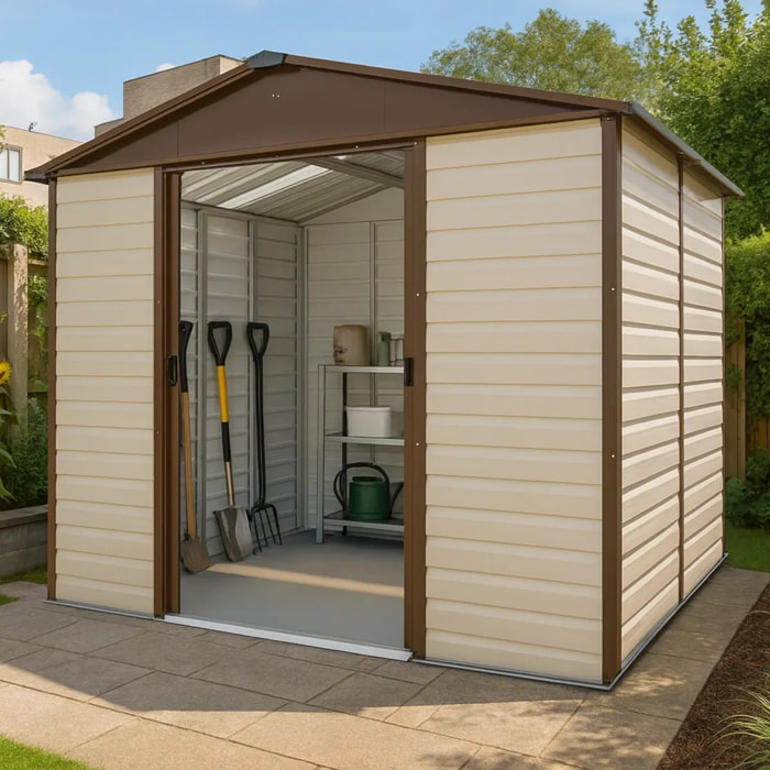 Abri de jardin métal Yardmaster 6,44 m² + kit d'ancrage