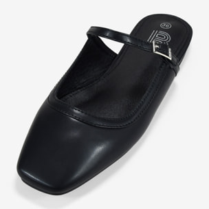 Bailarinas destalonadas negras con tira y hebilla