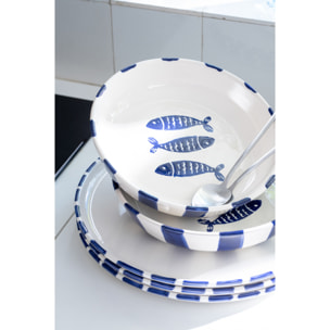 J-Line Assiette Poisson - céramique - bleu foncé