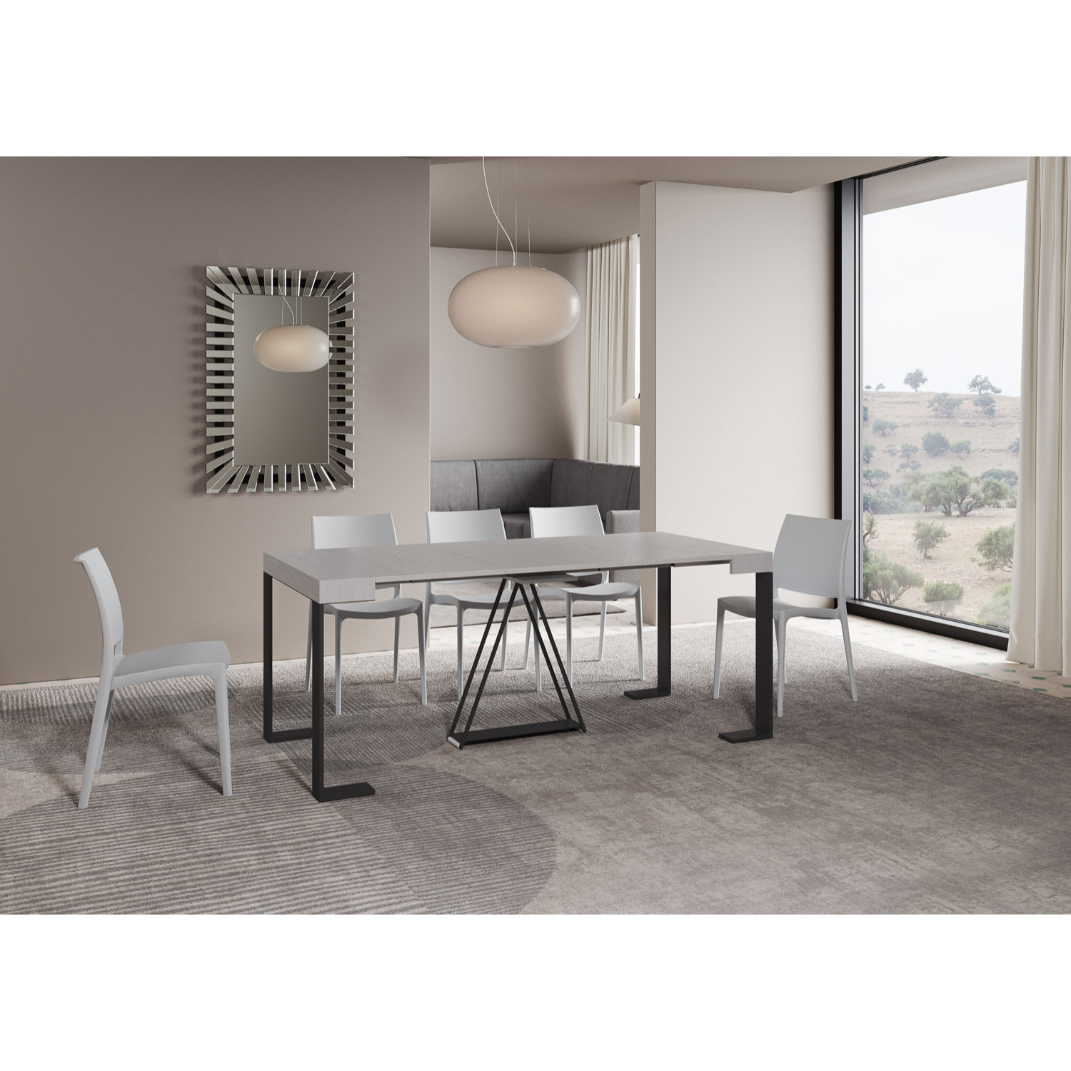 Consolle allungabile 90x40/196 cm Zamat Small bianco frassino telaio antracite