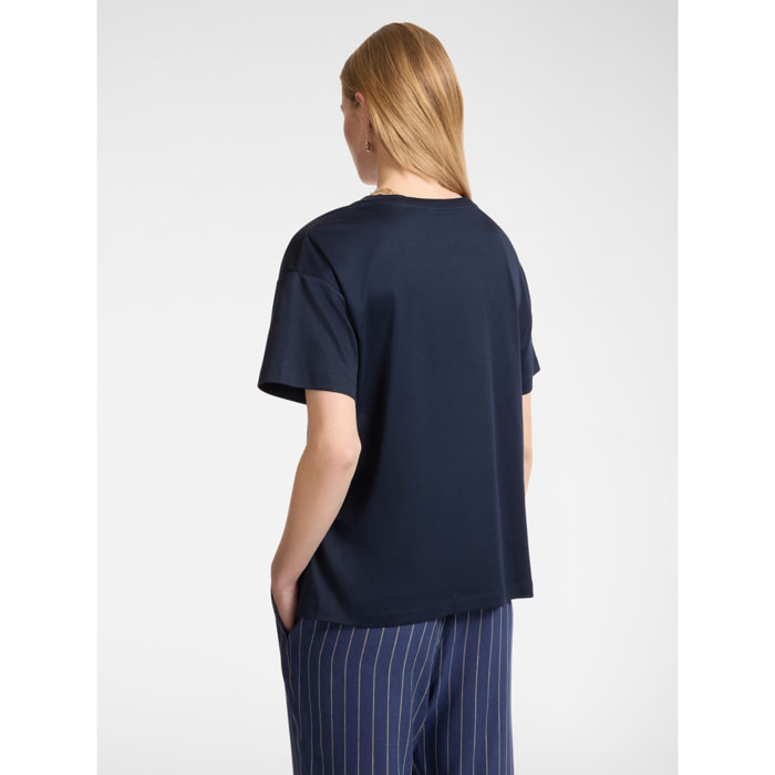 Elena Mirò - T-shirt con bottoni sugli spacchi - Blu