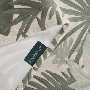 Nappe anti-taches MONSTERA VERT - en 100 % coton
