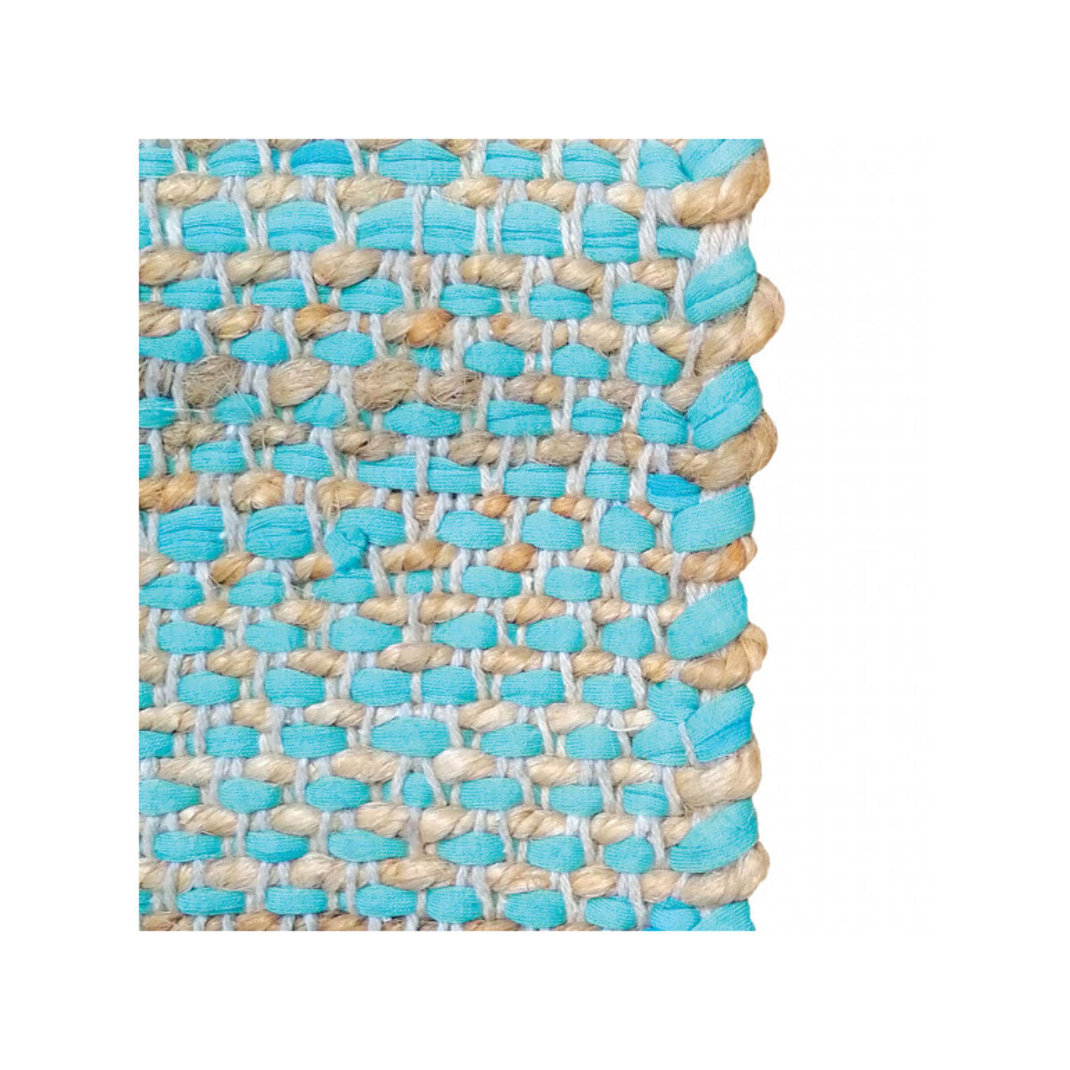 Tapis rectangulaire bleu en cuir et chanvre 120x180cm - BERBERE