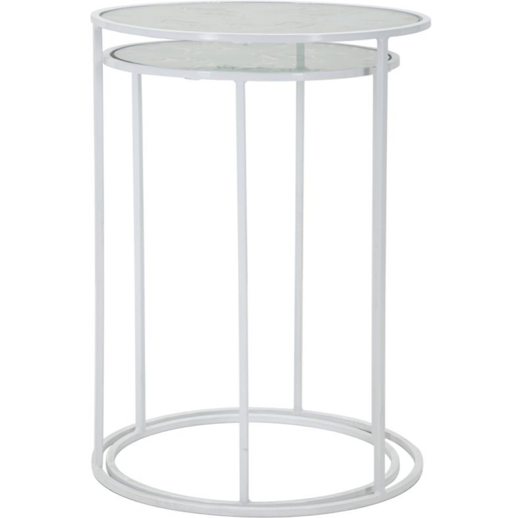 TAVOLINETTI WHITE HARTS COPPIA CM Ø 43X60-38X55