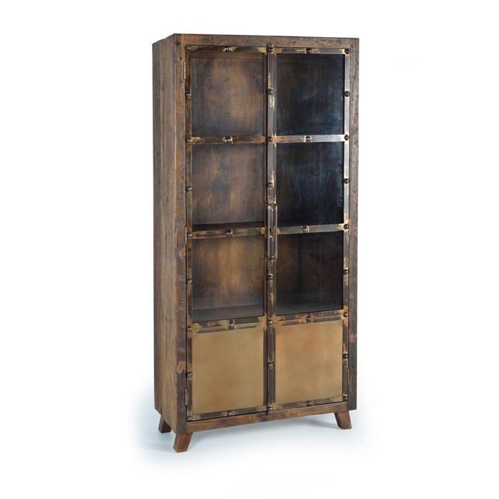 Vitrina - madera y bronce viejo - 90x40x190cm