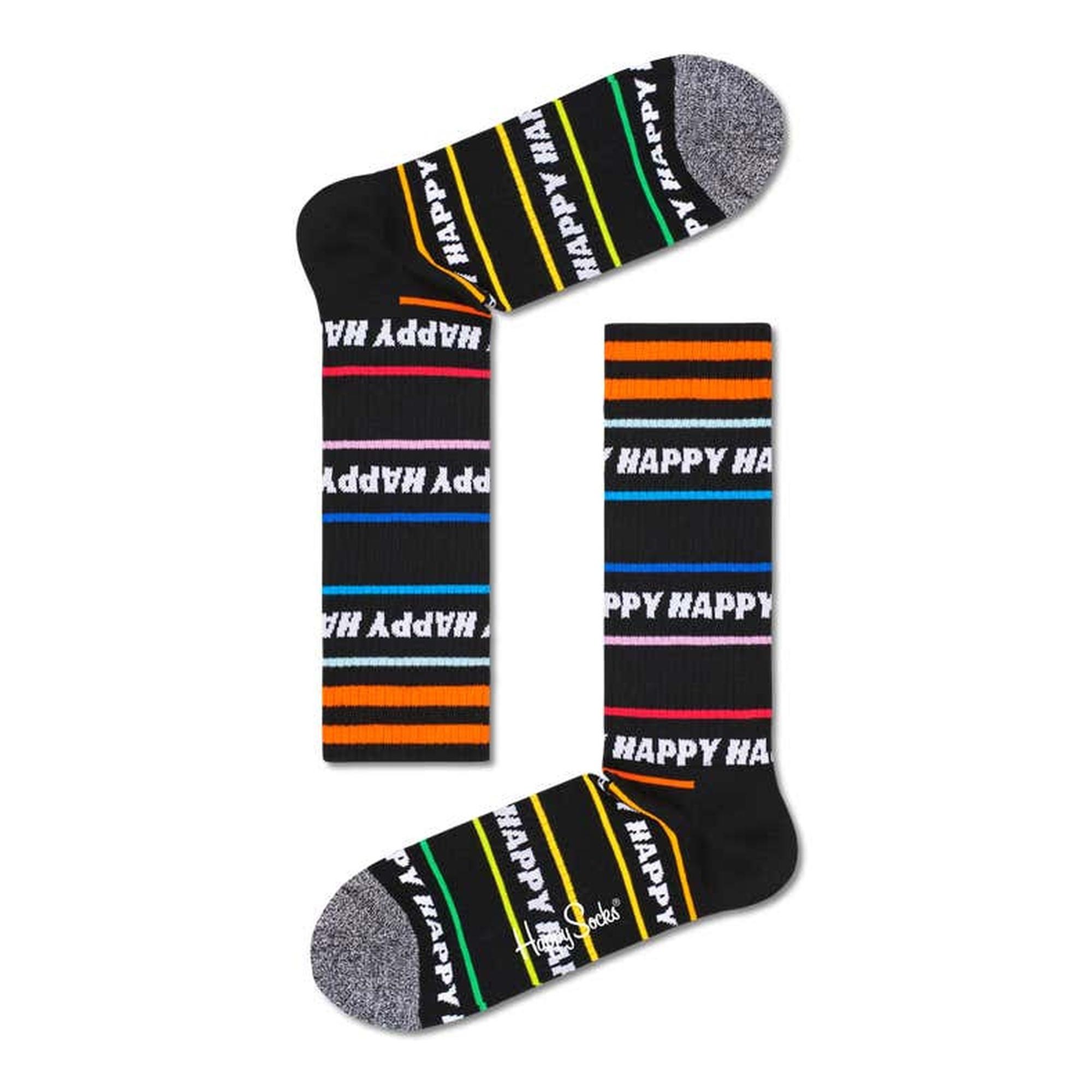 Calcetines happy line thin crew negro