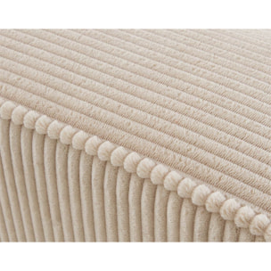 Topaze - Canapé droit 4 places avec double méridienne - assise profonde - en velours côtelé - Beige