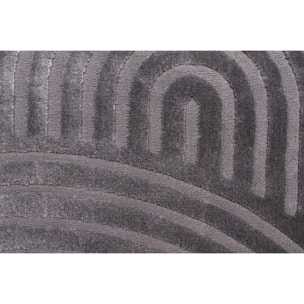 BIANCA - Tapis rond à motif arc en ciel en relief - Gris