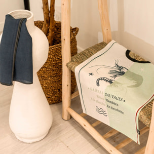 Bavoir gambas  en coton - Vert d'eau