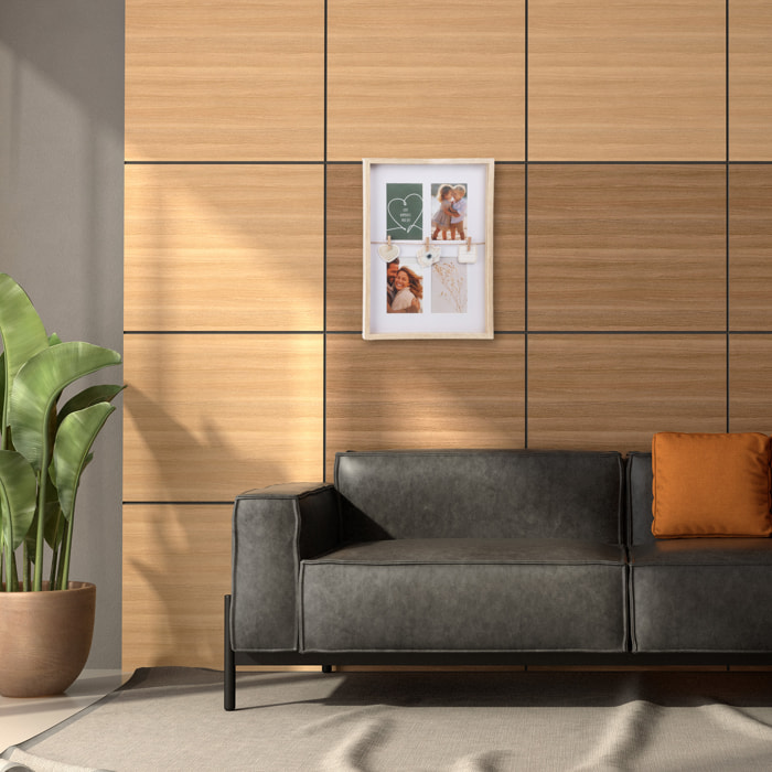 Marco de fotos color natural para 4 fotos y 3 correas de madera 31,3x2,7x43,5cm