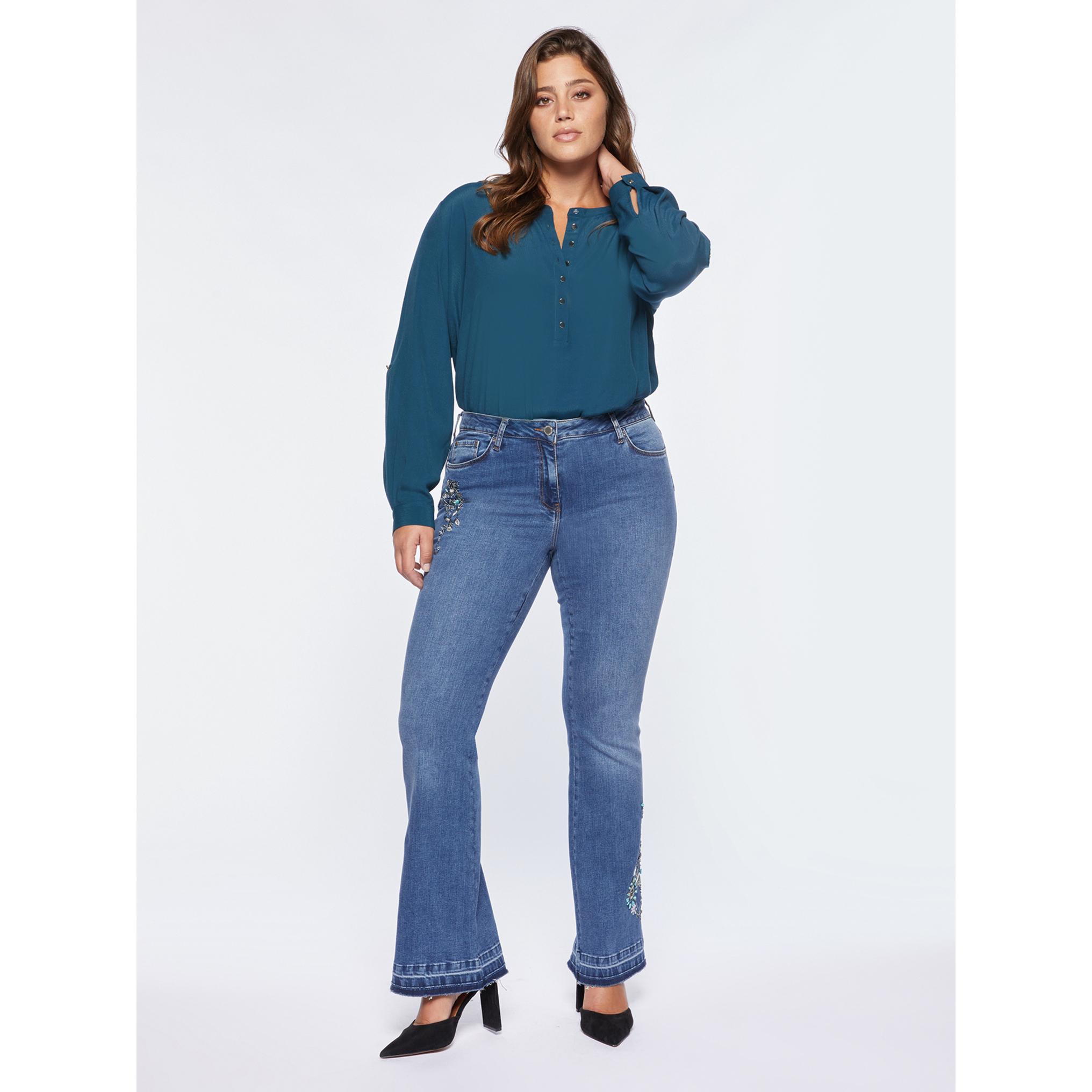 Fiorella Rubino - Blusa de viscosa ECOVERO™ con botones - Petrol Blue