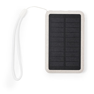 Power Bank solare natura grano di canna 5000 mAh. 2 uscite USB e 1 ingresso di tipo C. Tipo C