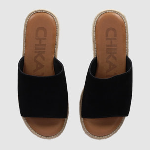 Sandalias de Serraje - Negro - Tacón: 6 cm