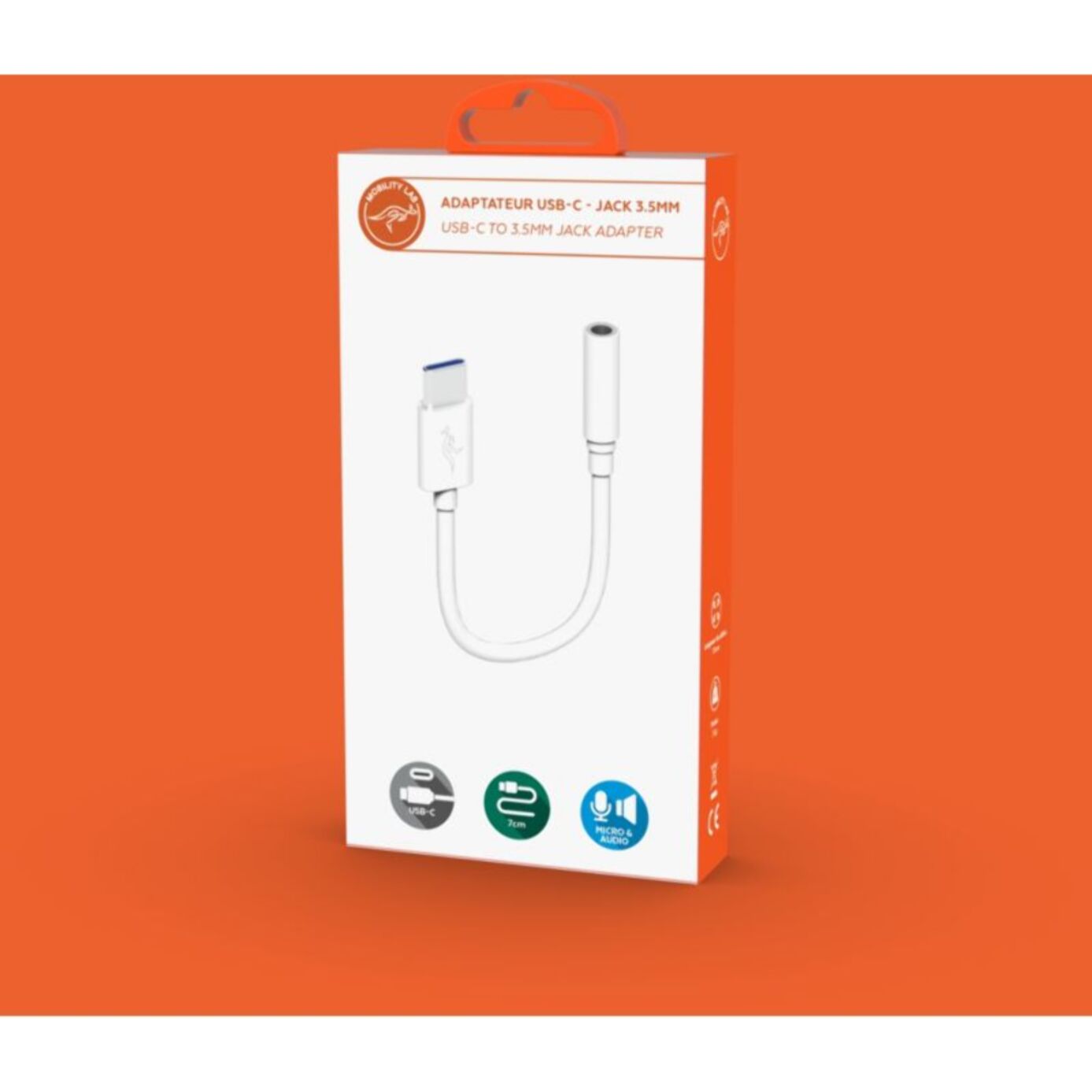 Adaptateur USB C MOBILITY LAB USB-C - JACK 3.5mm WHITE