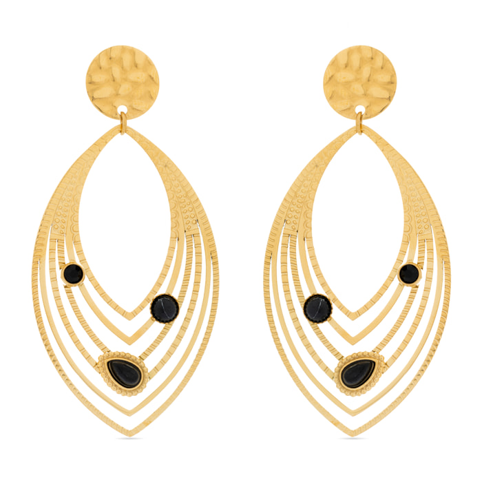 Pendientes de Onix acabados en oro amarillo de 18k