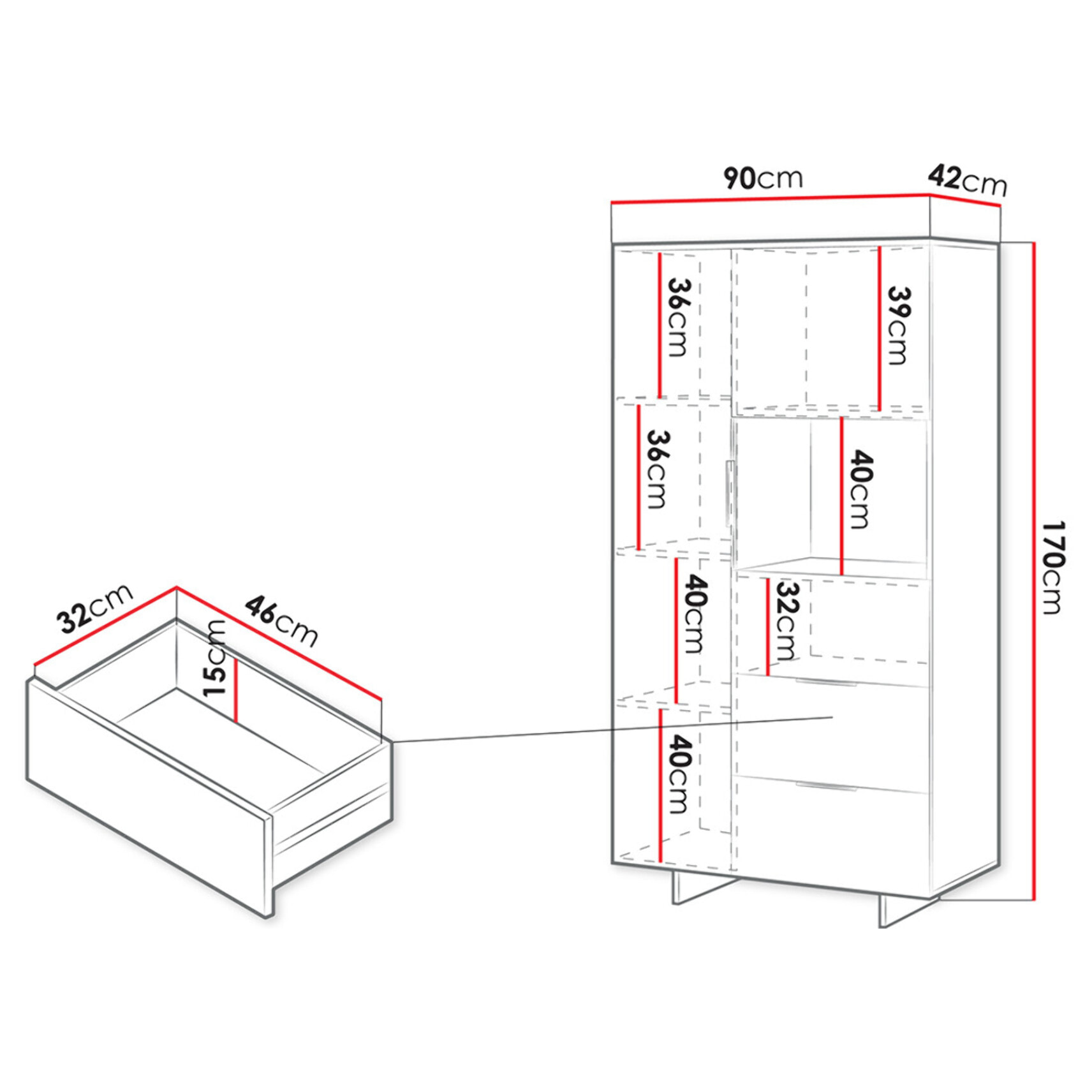 Canterbury - vitrine - beige - 2 portes et 2 tiroirs - 170 cm - Beige