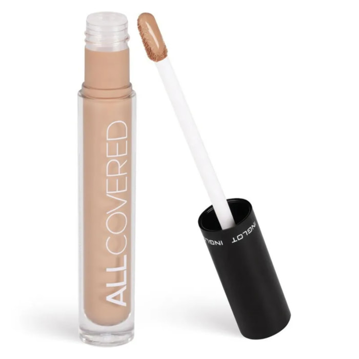 INGLOT All Covered Under Eye, Corrector de maquillaje, Alta cobertura, Anteojeras, Hidratante, Acabado natural, Waterproof, Con ingredientes antiedad y vitamina E, Formula vegana 4,2ML 107 Beige medio con subtono neutro, pieles medias a oscuras