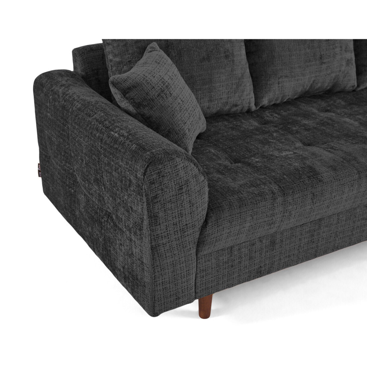 Rune - canapé droit 3 places en velours texturé - Gris Anthracite