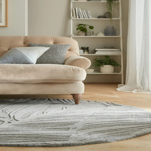 Tapis en laine rond FEUILLAGE Gris