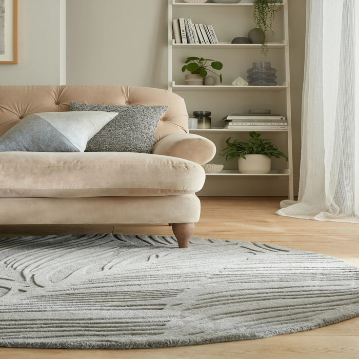Tapis en laine rond FEUILLAGE Gris