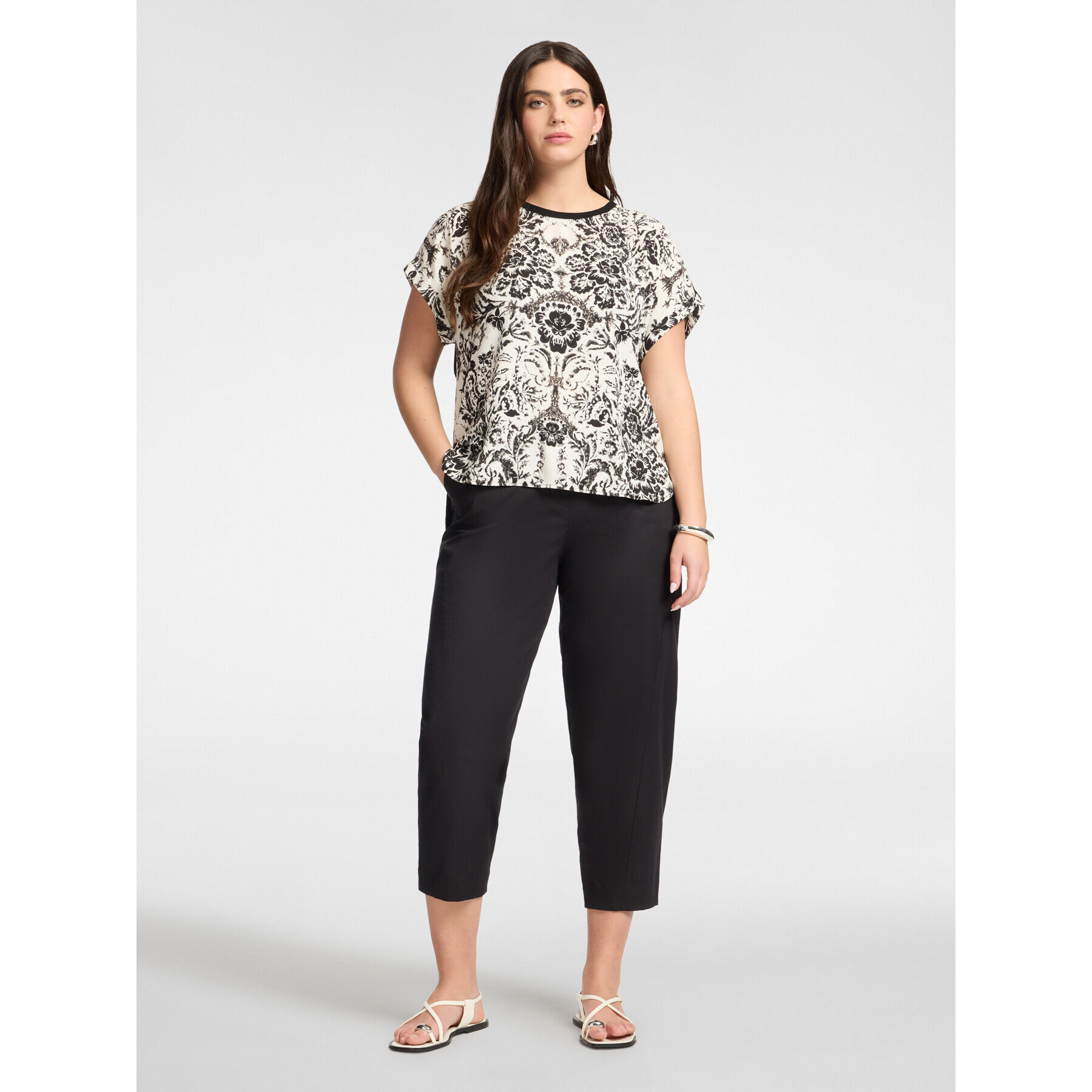 Elena Mirò - Camiseta estampada en viscosa - Negro