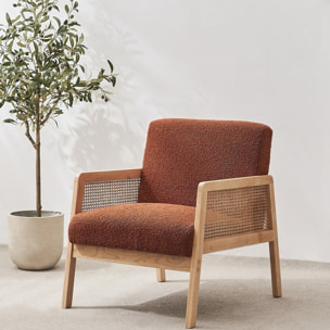 Fauteuil en cannage et tissu bouclé - MANI