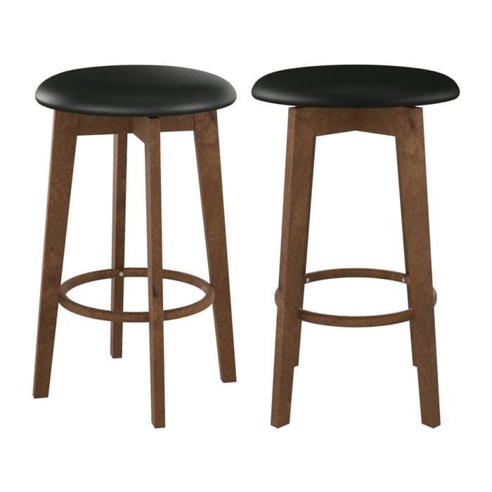 Tabouret de bar Vahina noir et bois foncé 66 cm (lot de 2)