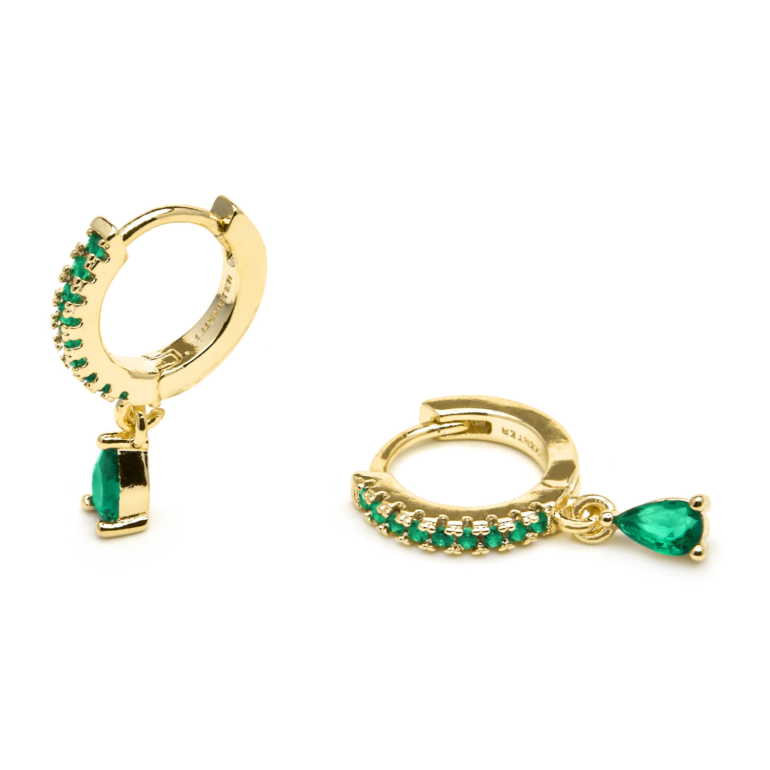 Pendientes acabado oro amarillo de 18k y Circonita Esmeralda
