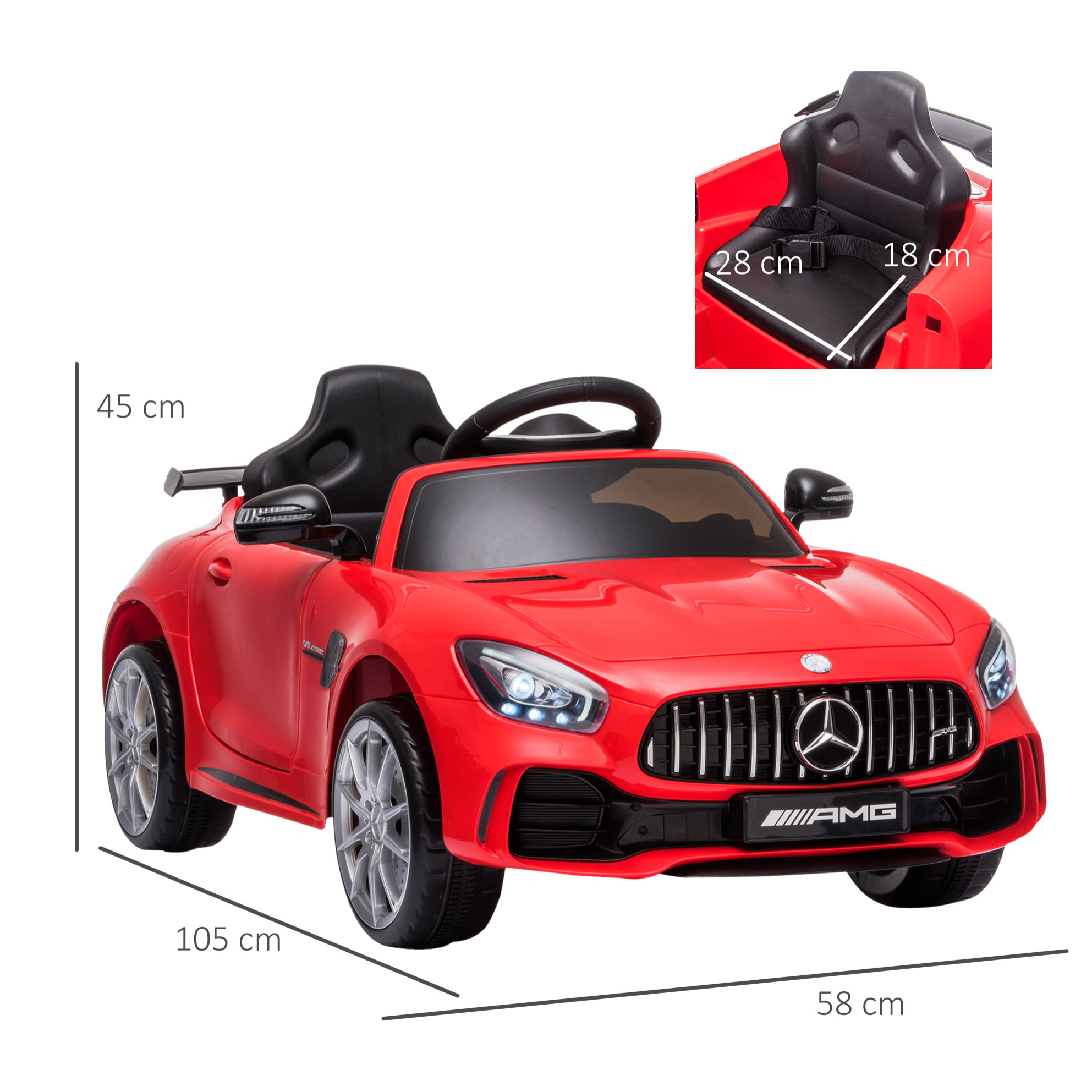 Coche Eléctrico para Niños con Licencia Mercedes GTR +3 Años Batería 12V Rojo