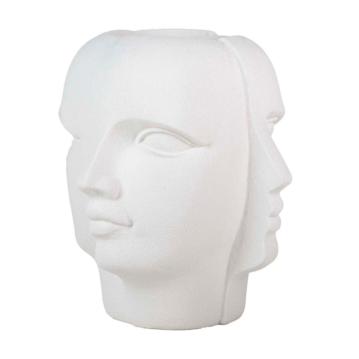 Macetero Caras Poliresina Blanco 68x68x69 Cm