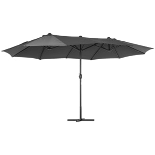 Sombrilla Doble 4,55x2,65 m Sombrilla Terraza Exterior con Manivela Manual Resistente al Agua y Protección Solar Sombrilla Grande para Terraza Playa Piscina Gris