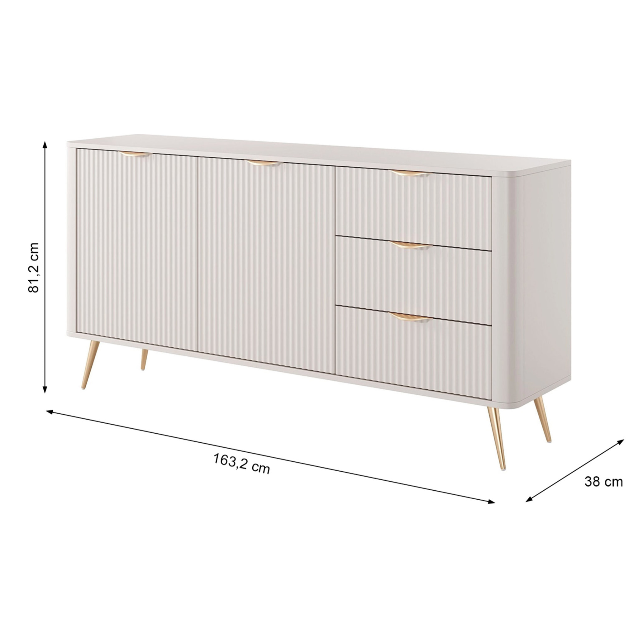 Madia Soggiorno Con 2 Ante e 3 Cassetti Credenza Salvaspazio Design Moderno Elegante Per Soggiorno Camera Con Piedini Slanciati 163 x 81 x 38 Cm Beige