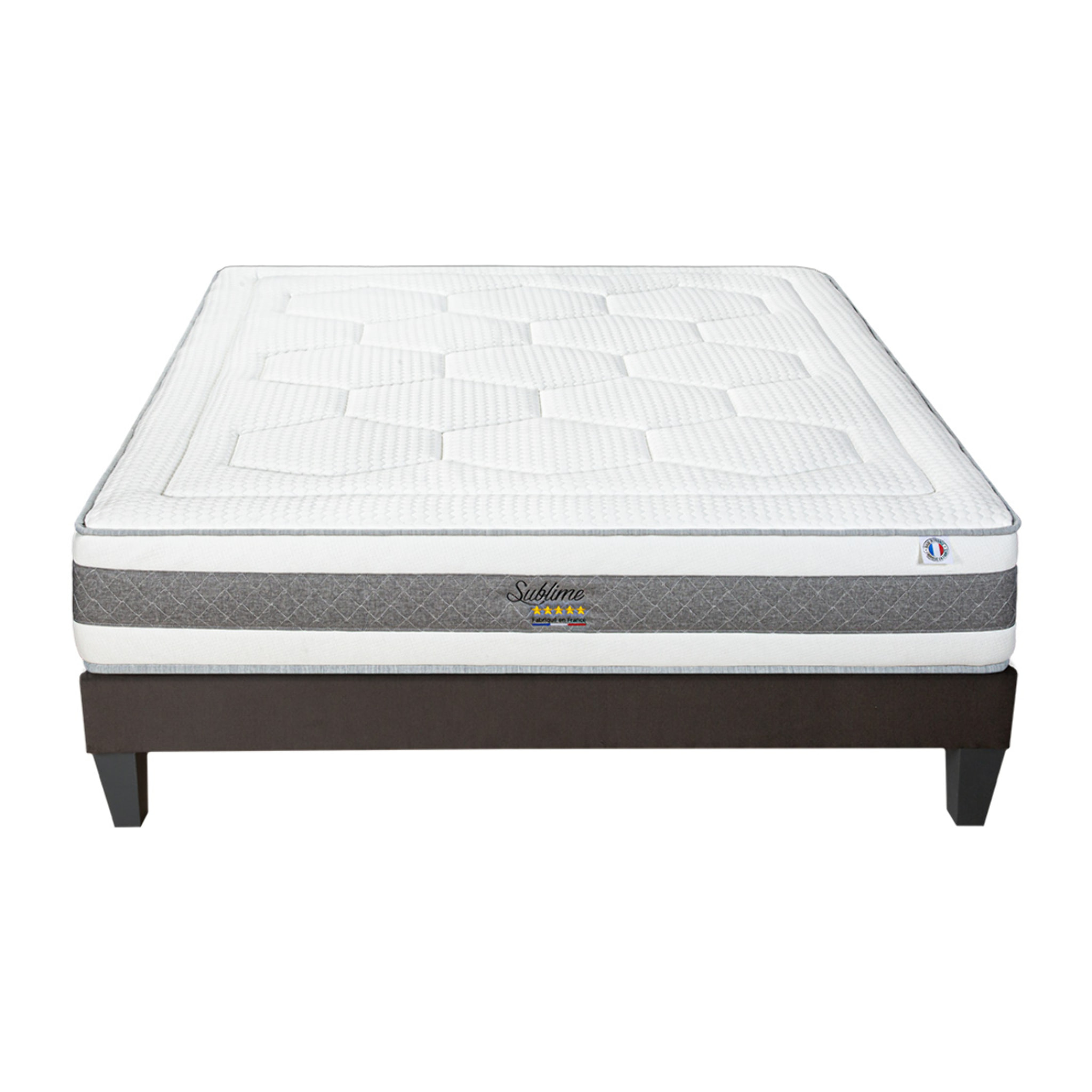 Ensemble Matelas Sublime & Sommier KIT15, 22 cm, Mémoire de Forme, technologie Tri-Lattes, Soutien Mi-Ferme