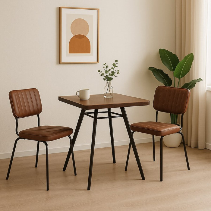 Tavolo per interni Industrial 70x70x76 cm in metallo e MDF frassino