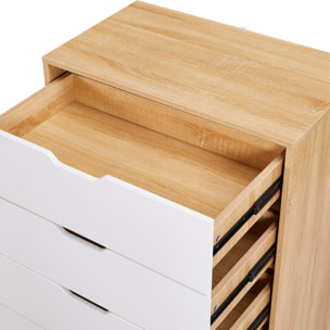 Cassettiera 6 cassetti bianca e rovere 68x40x115 cm - Sky