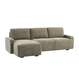 Canapé d'angle gauche 3 places tissu vert de gris L 260 x P 88 / 139cm / x H 87cm - Dany