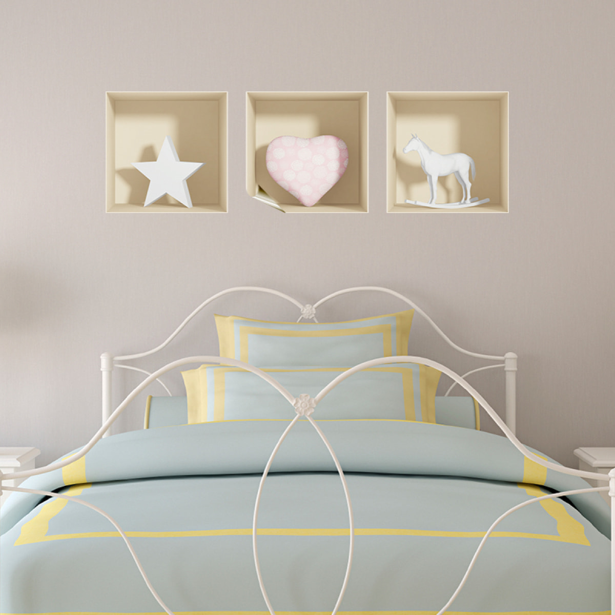 Stickers muraux 3D | Sticker Mural Autocollant effet 3D Décoration avec cœur - Stickers adhésifs 3D Chambre Salon Trompe l'oeil